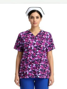 Tafford scrub top, heart design (A45)